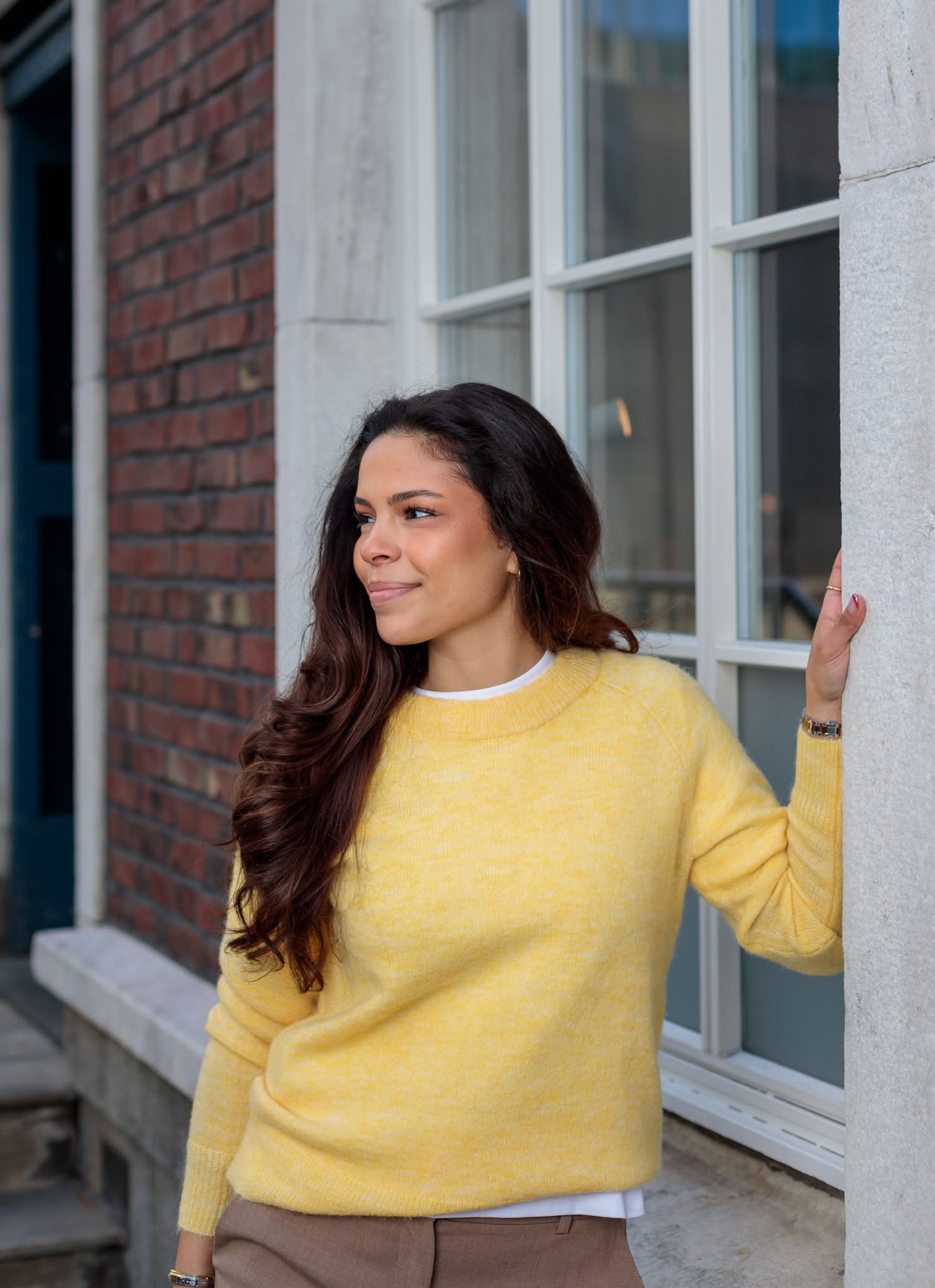 Lulu O-Neck Strikket Genser - Gul/ Sundress